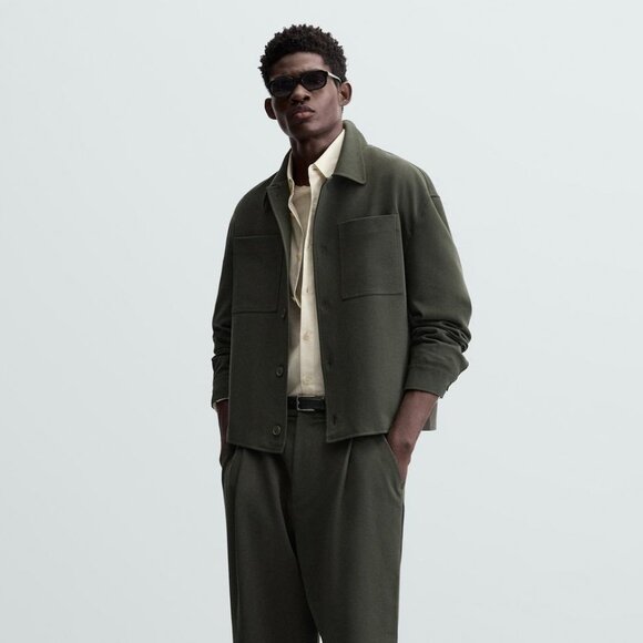 New Zara Boxyfit Button Front Green Overshirt/Jacket Small NWT 6861/454/500 - Picture 3 of 5